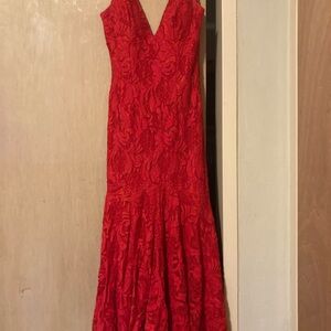 Red Lace Jovani Mermaid Dress